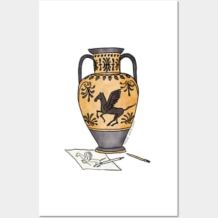 Ancient Greek Pegasus pottery - by Greek Myth Comix Posters and Art